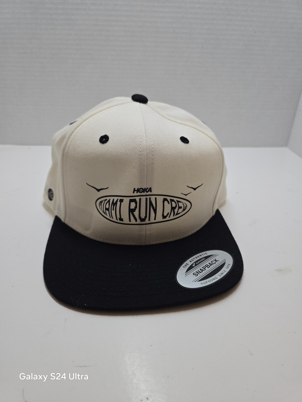 HOKA Cream and Black Snapback Hat - Miami Run Crew